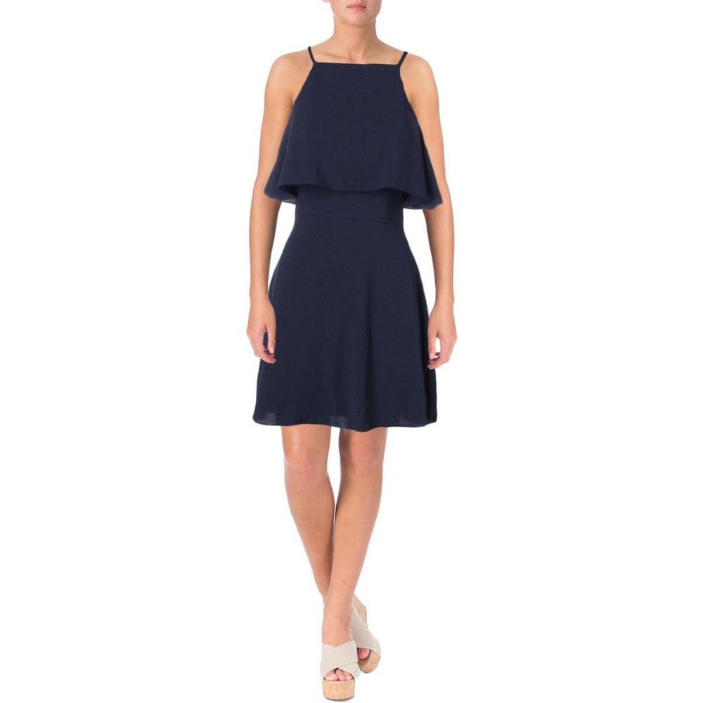 NWT Aqua Navy Overlay Dress